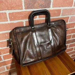 Coach Brown Leather #5296 Briefcase Messenger Bag Laptop Carry Case FAIR